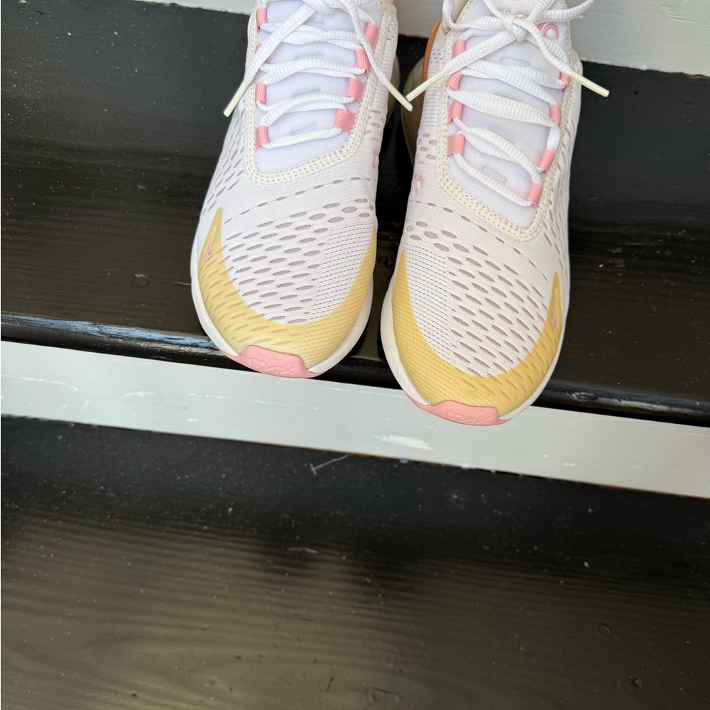 Nike Women's Pastel Pink and Yellow Sneakers - Picture 3 of 5